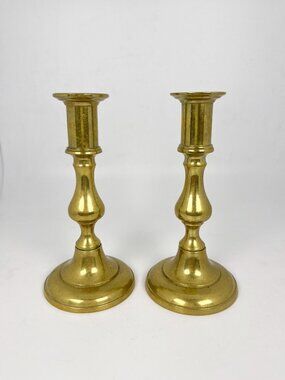 Vintage 5" tall brass candlestick holders set